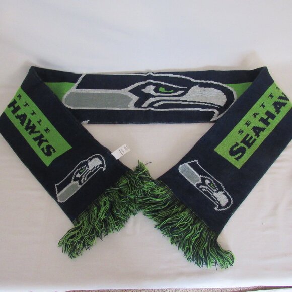 Seattle Seahawks Knit Scarf Forever 100% Acrylic Fringe - Picture 1 of 7